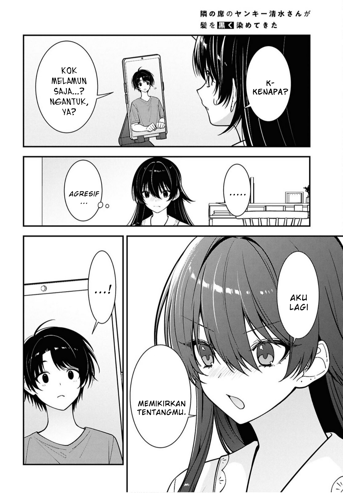 Tonari no Seki no Yankee Shimizu-san ga Kami wo Kuroku Sometekita Chapter 17 - halaman 28