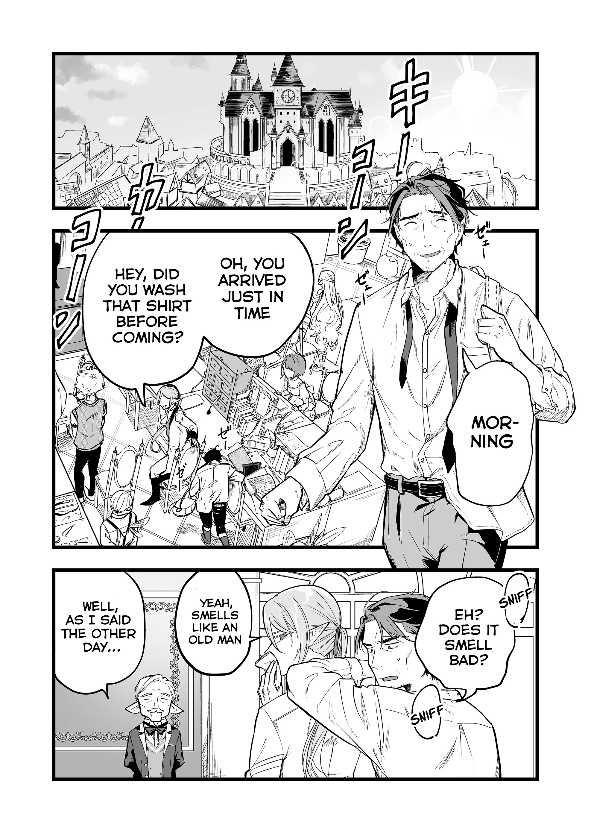 Halaman dari "Ano Toki Tasukete Itadaita Monster Musume desu." Isekai Ossan Kyoushi Totsuzen no Moteki ni Konwaku suru Chapter 1