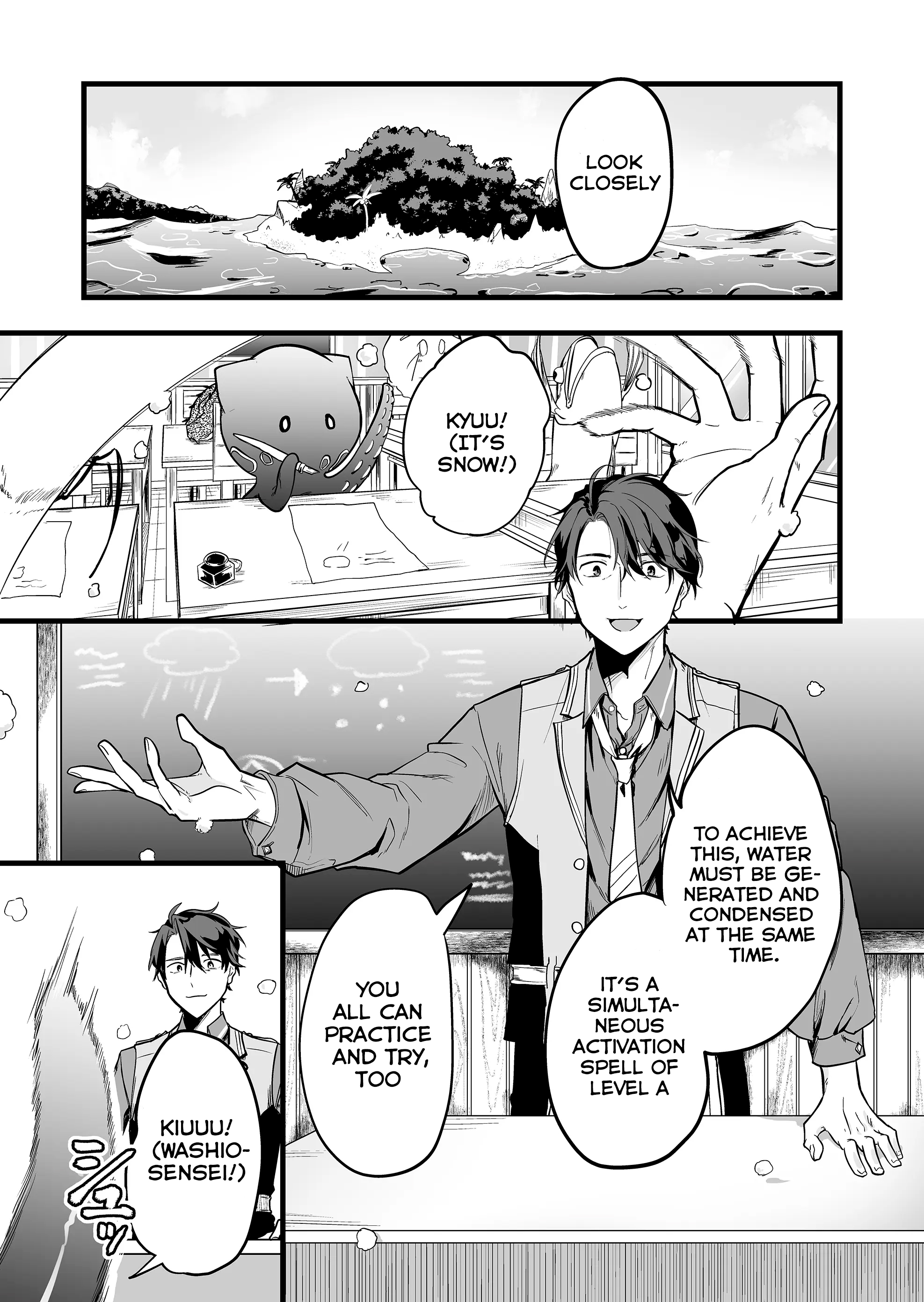 Halaman dari "Ano Toki Tasukete Itadaita Monster Musume desu." Isekai Ossan Kyoushi Totsuzen no Moteki ni Konwaku suru Chapter 1