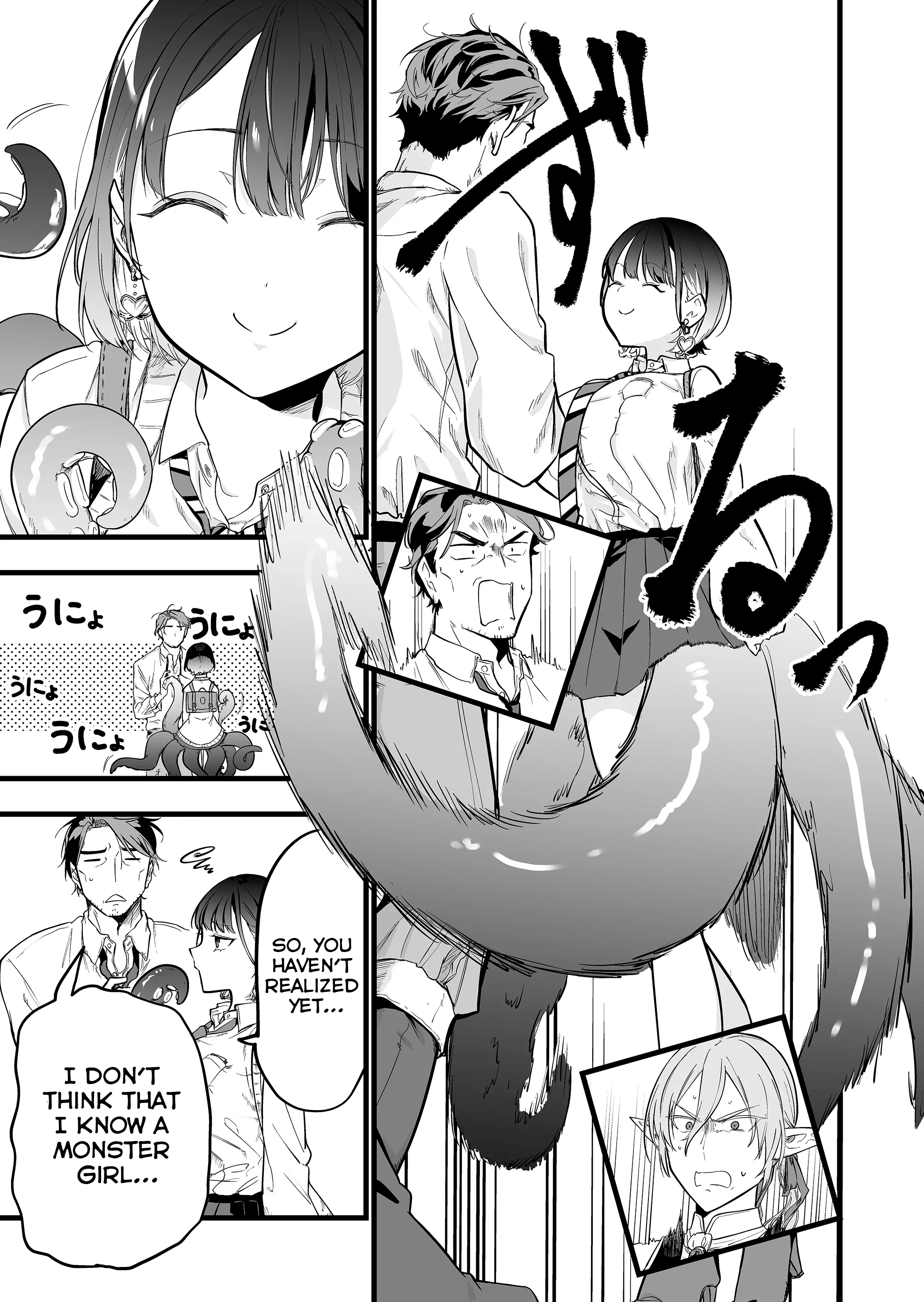 Halaman dari "Ano Toki Tasukete Itadaita Monster Musume desu." Isekai Ossan Kyoushi Totsuzen no Moteki ni Konwaku suru Chapter 1