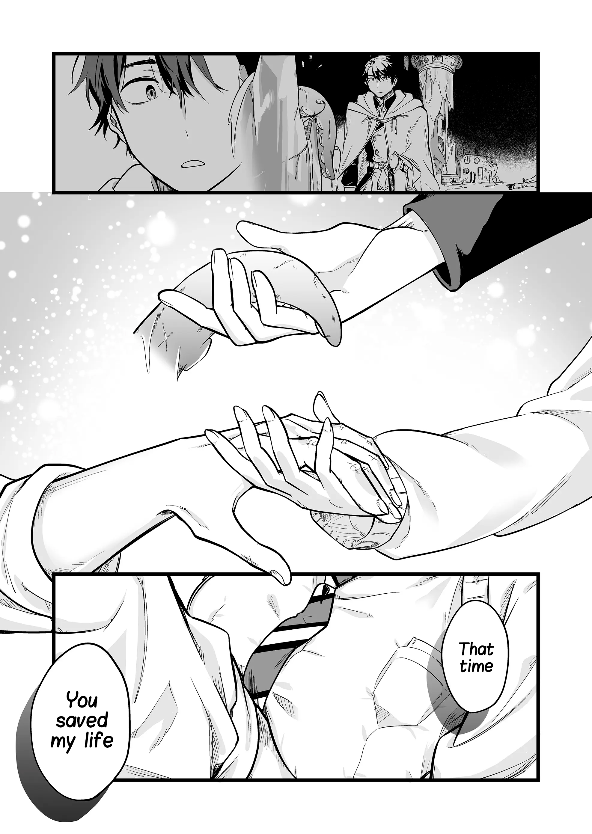 Halaman dari "Ano Toki Tasukete Itadaita Monster Musume desu." Isekai Ossan Kyoushi Totsuzen no Moteki ni Konwaku suru Chapter 1