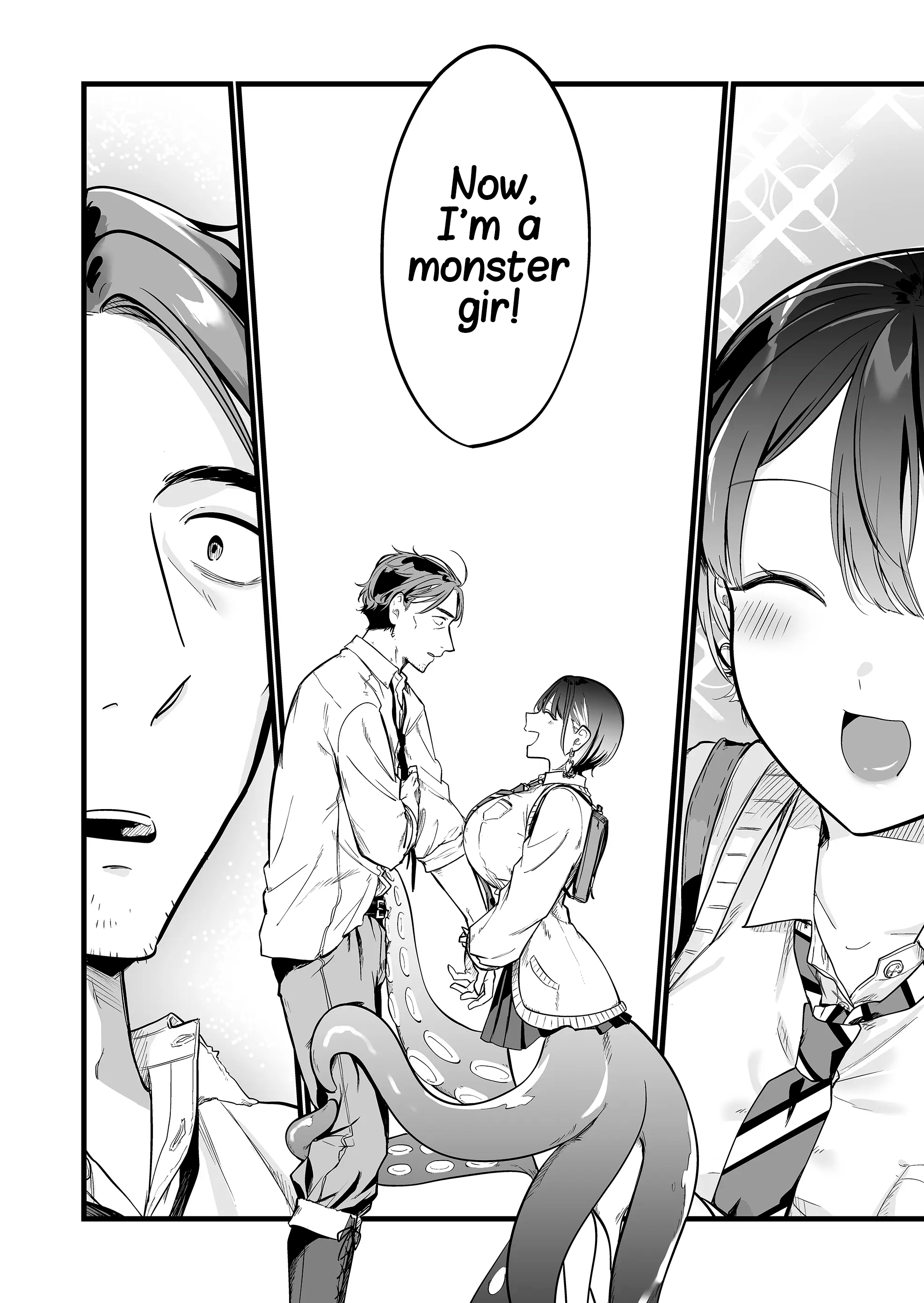 Halaman dari "Ano Toki Tasukete Itadaita Monster Musume desu." Isekai Ossan Kyoushi Totsuzen no Moteki ni Konwaku suru Chapter 1