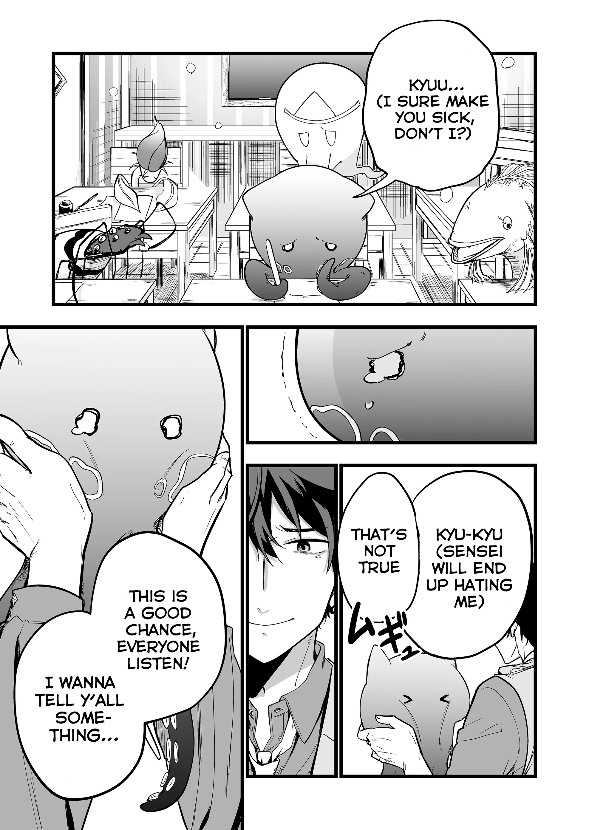 Halaman dari "Ano Toki Tasukete Itadaita Monster Musume desu." Isekai Ossan Kyoushi Totsuzen no Moteki ni Konwaku suru Chapter 1