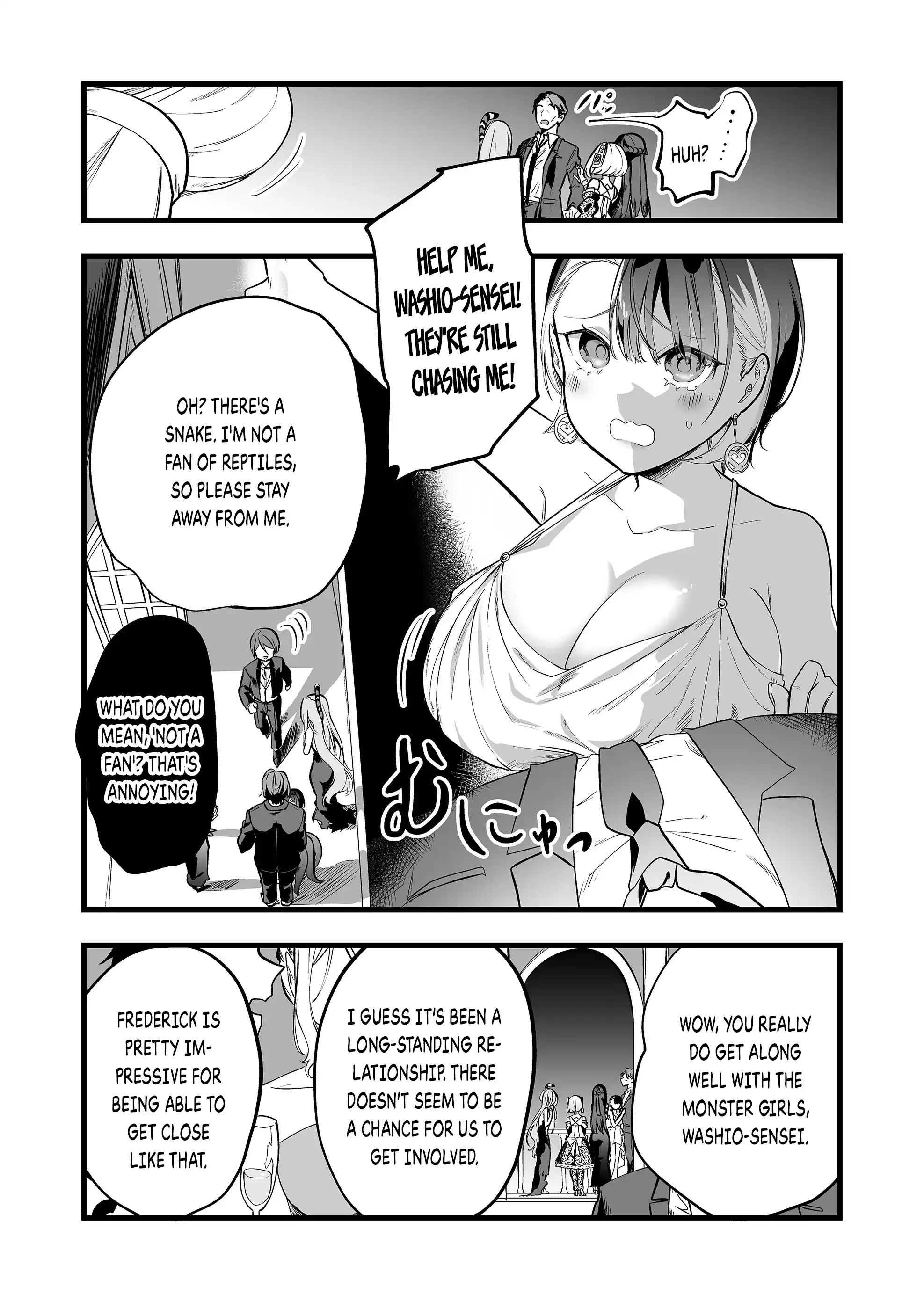 Halaman dari "Ano Toki Tasukete Itadaita Monster Musume desu." Isekai Ossan Kyoushi Totsuzen no Moteki ni Konwaku suru Chapter 24
