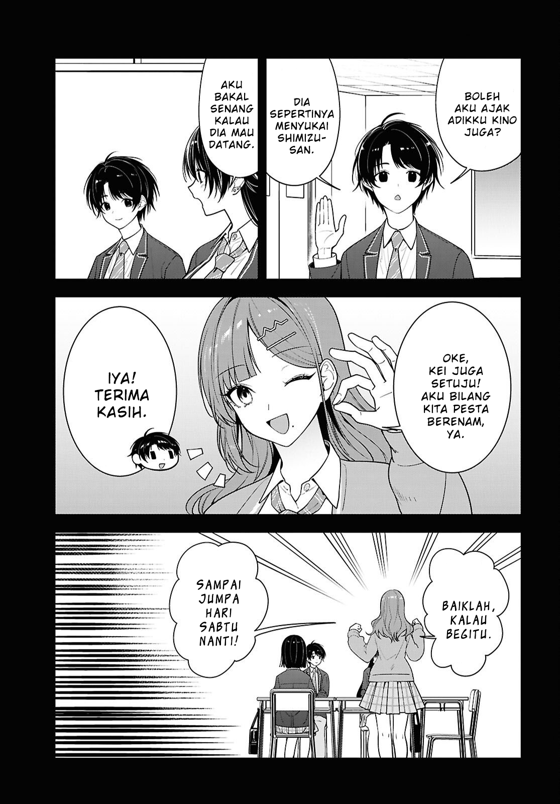 Tonari no Seki no Yankee Shimizu-san ga Kami wo Kuroku Sometekita Chapter 18 - halaman 3