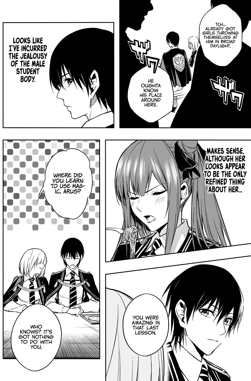 Halaman dari Ouritsu Mahou Gakuen no Saikasei ~Hinkongai Agari no Saikyou Mahoushi, Kizoku Darake no Gakuen de Musou Suru~ Chapter 13