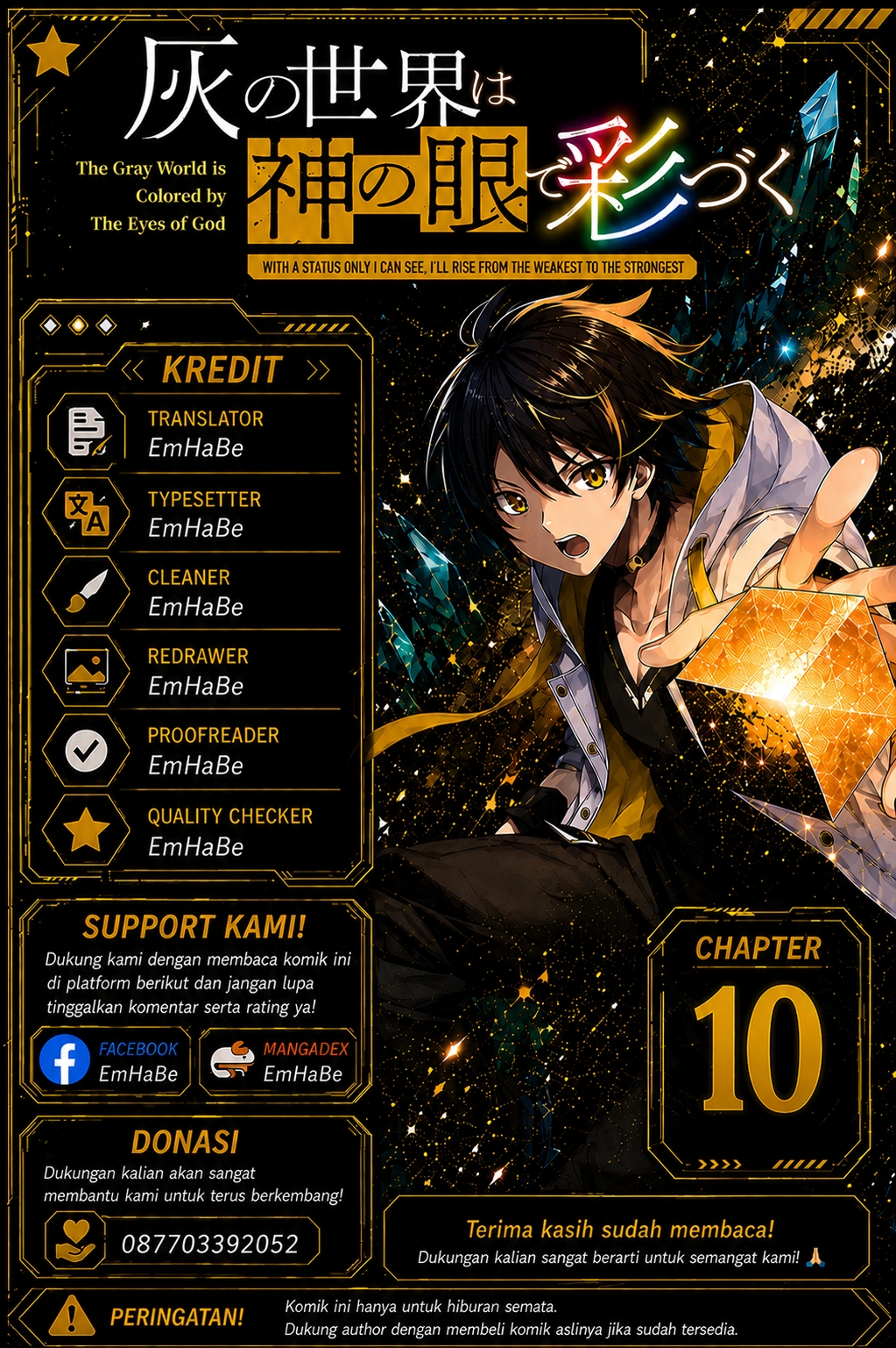 Hai no Sekai wa Kami no Me de Irozuku: Ore dake Mieru Status de, Saijaku kara Saikyou e Kakeagaru Chapter 10 - halaman 1