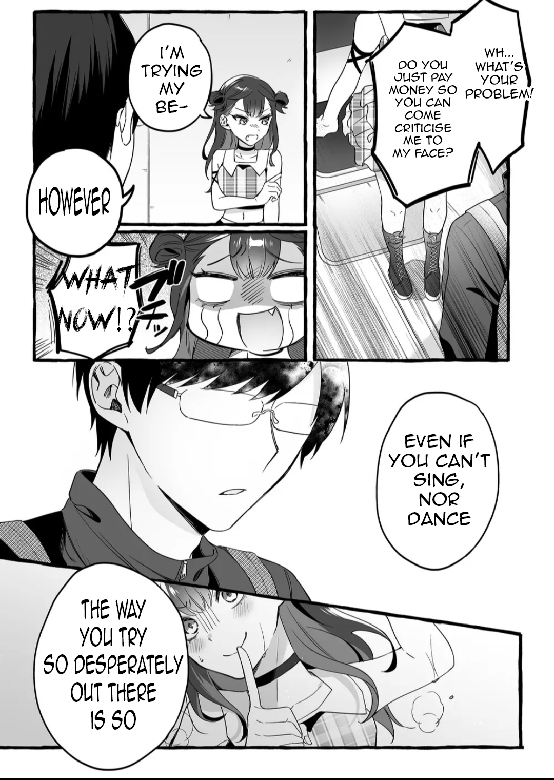 Halaman dari Damedol to Sekai ni Hitori Dake no Fan Chapter 1