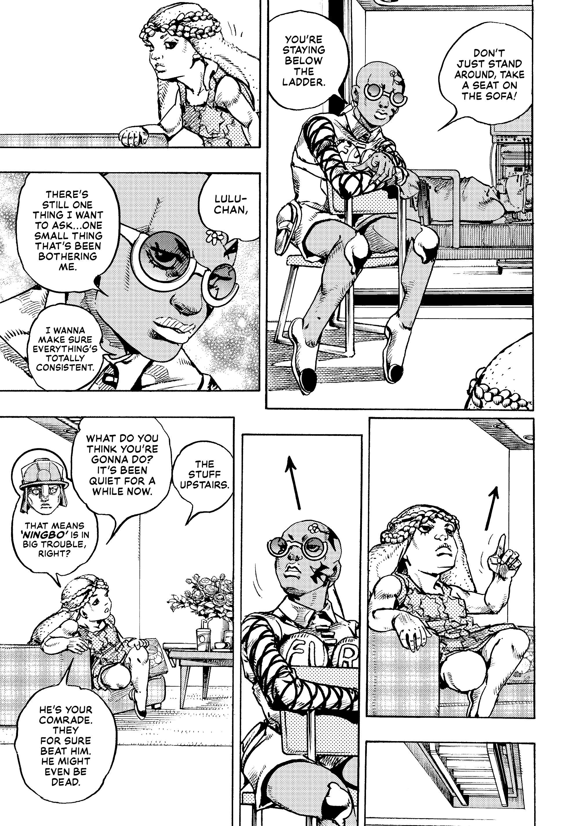Halaman dari JoJo's Bizarre Adventure, Part 9:  The JOJOLands Chapter 29