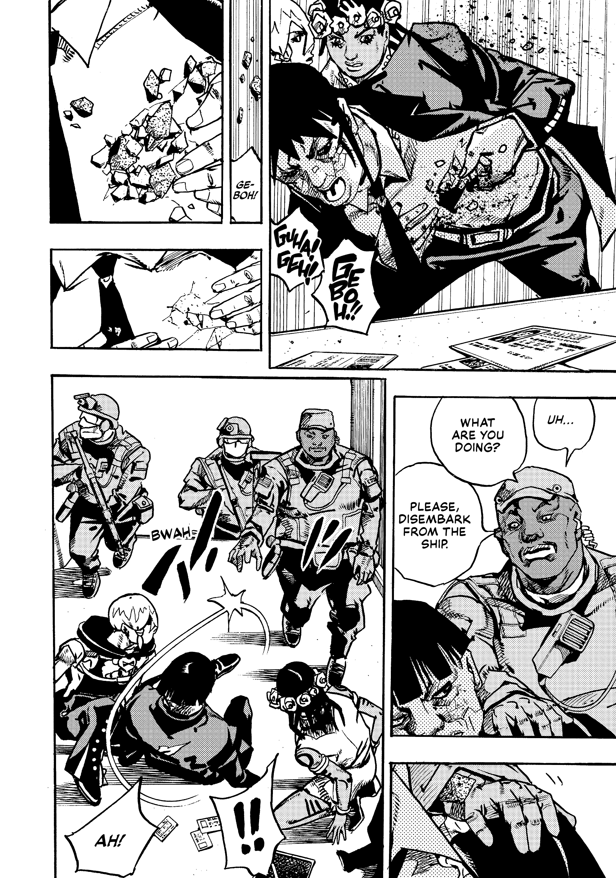 Halaman dari JoJo's Bizarre Adventure, Part 9:  The JOJOLands Chapter 29