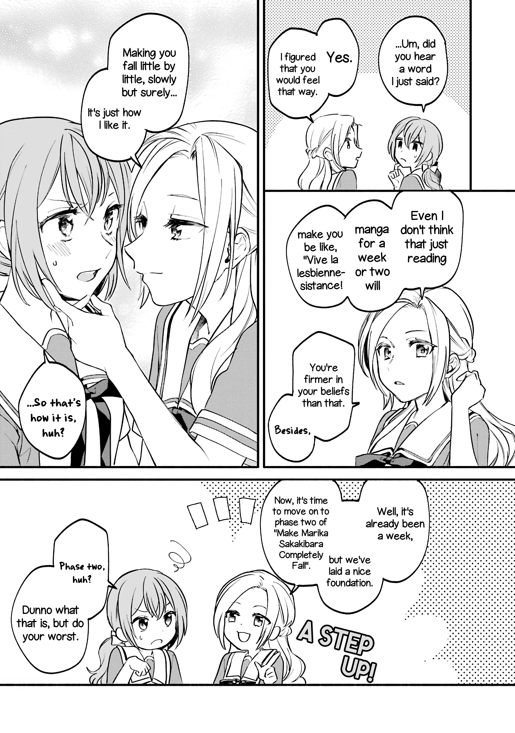 Halaman dari Onna Doushi toka Arienai desho to Iiharu Onnanoko wo, Hyakunichikan de Tetteiteki ni Otosu Yuri no Ohanashi Chapter 2