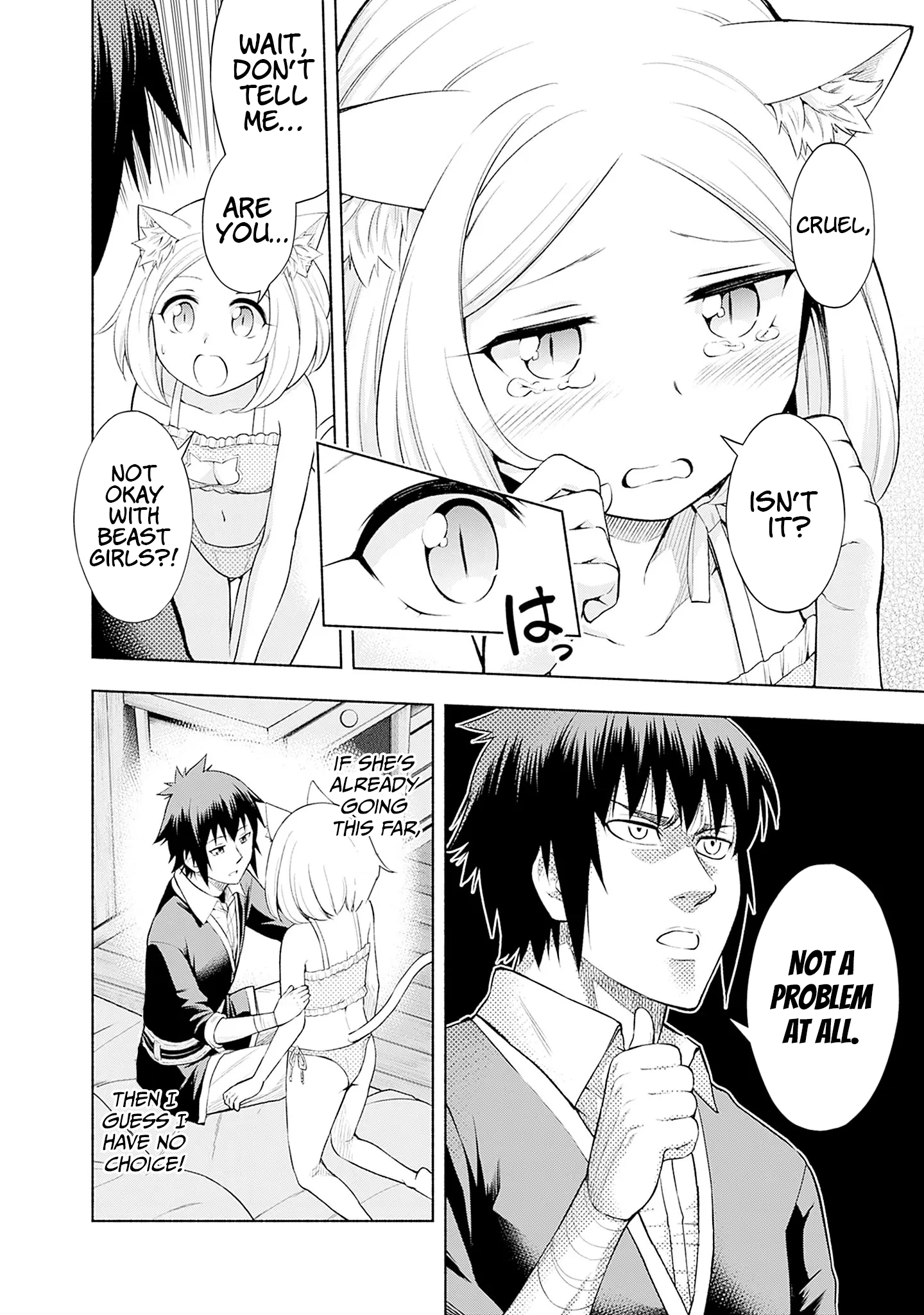 Halaman dari Eroge no Sekai de Slow Life ~Issho ni Isekai Teni shitekita Yarisaa no Daigakusei-tachi ni Tsuihou sareta node, Henkyou de Muteki ni Natte Shin no Heroine-tachi to Yoroshiku Yarimasu~ Chapter 4