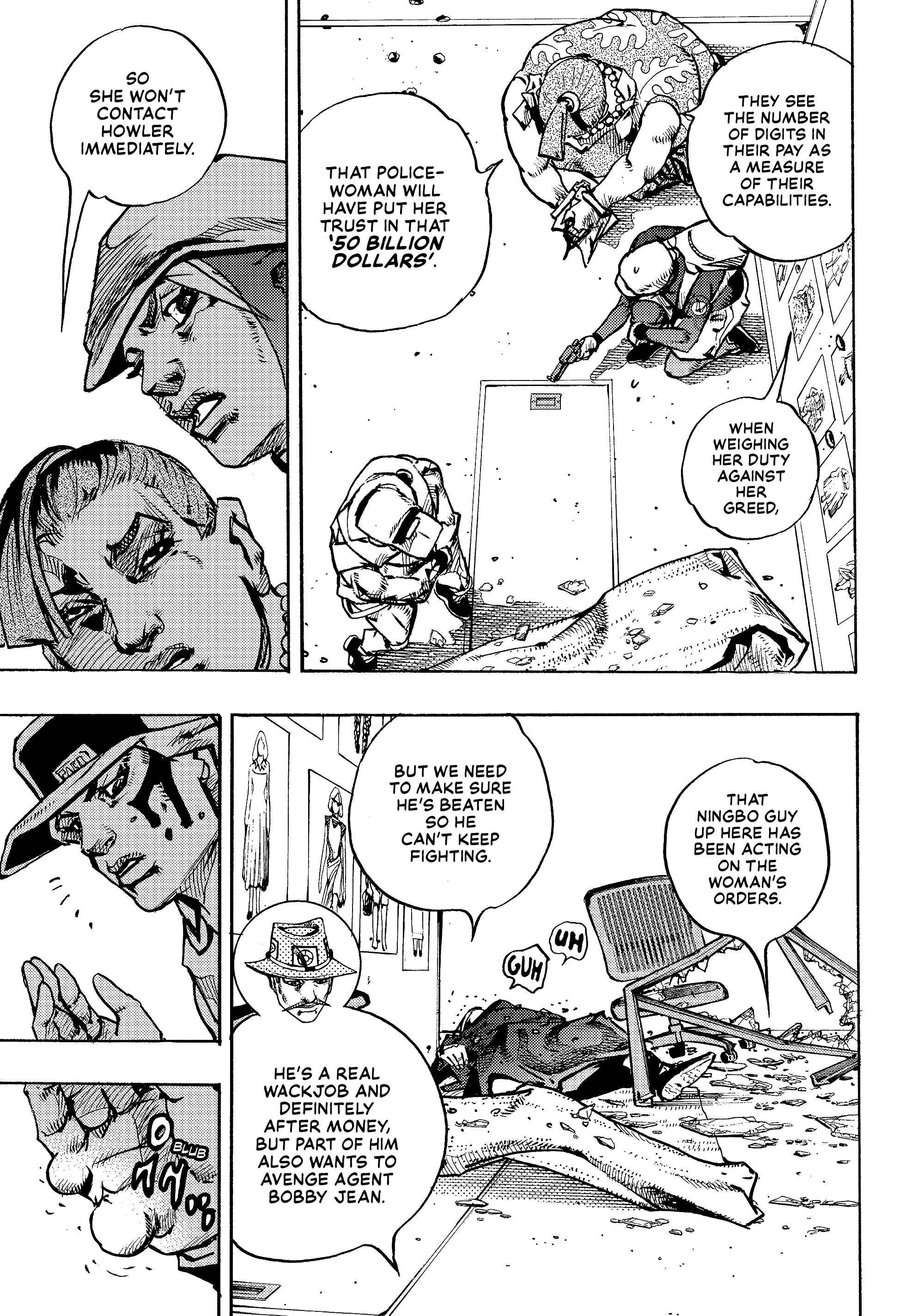 Halaman dari JoJo's Bizarre Adventure, Part 9:  The JOJOLands Chapter 26
