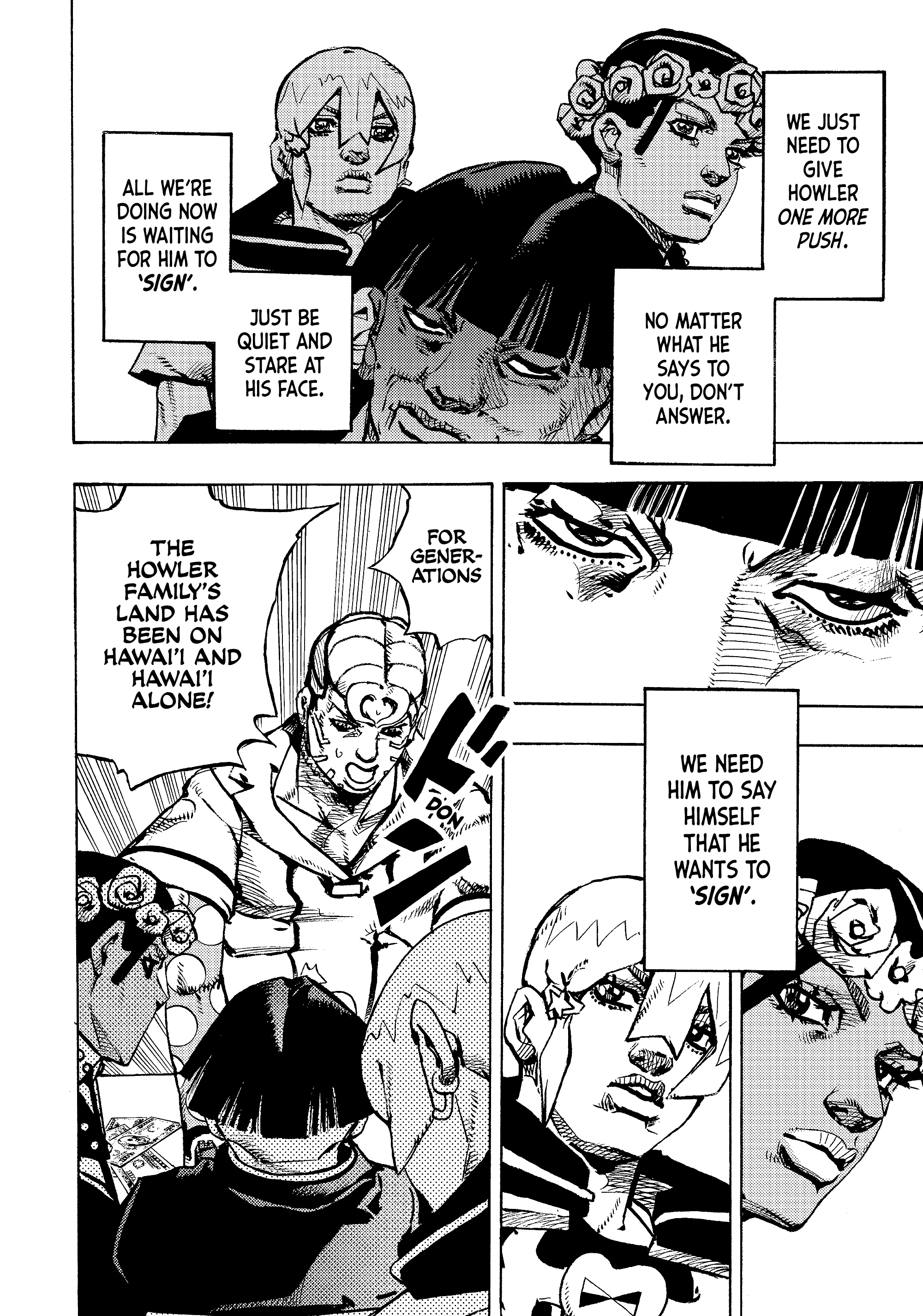 Halaman dari JoJo's Bizarre Adventure, Part 9:  The JOJOLands Chapter 26