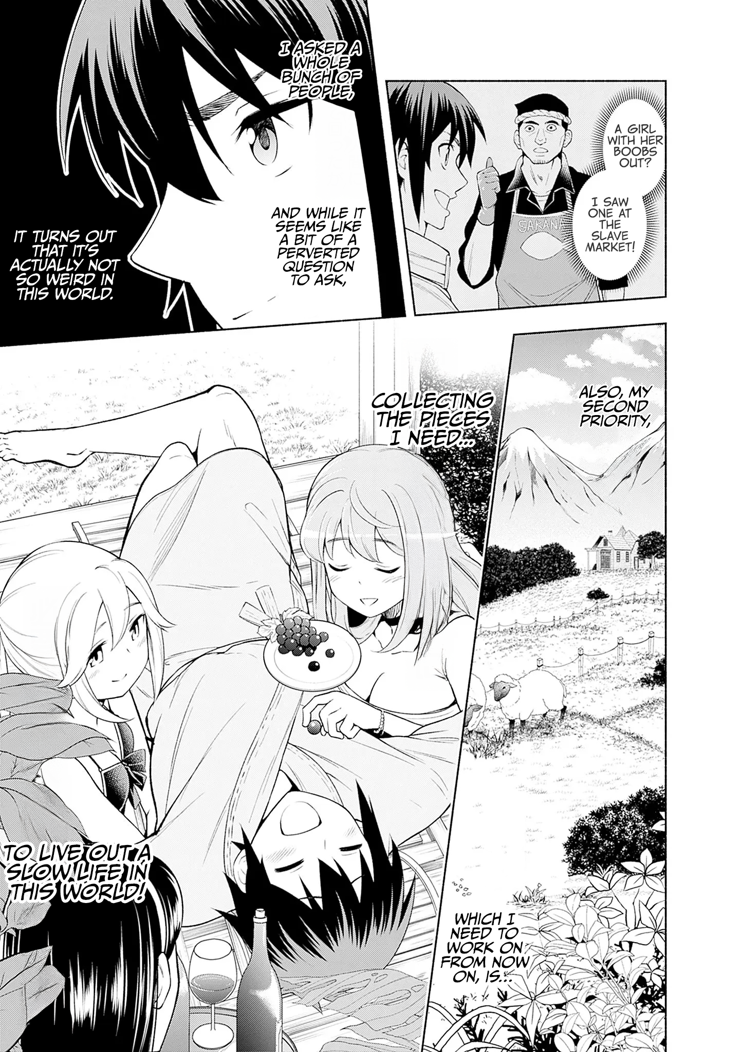 Halaman dari Eroge no Sekai de Slow Life ~Issho ni Isekai Teni shitekita Yarisaa no Daigakusei-tachi ni Tsuihou sareta node, Henkyou de Muteki ni Natte Shin no Heroine-tachi to Yoroshiku Yarimasu~ Chapter 2