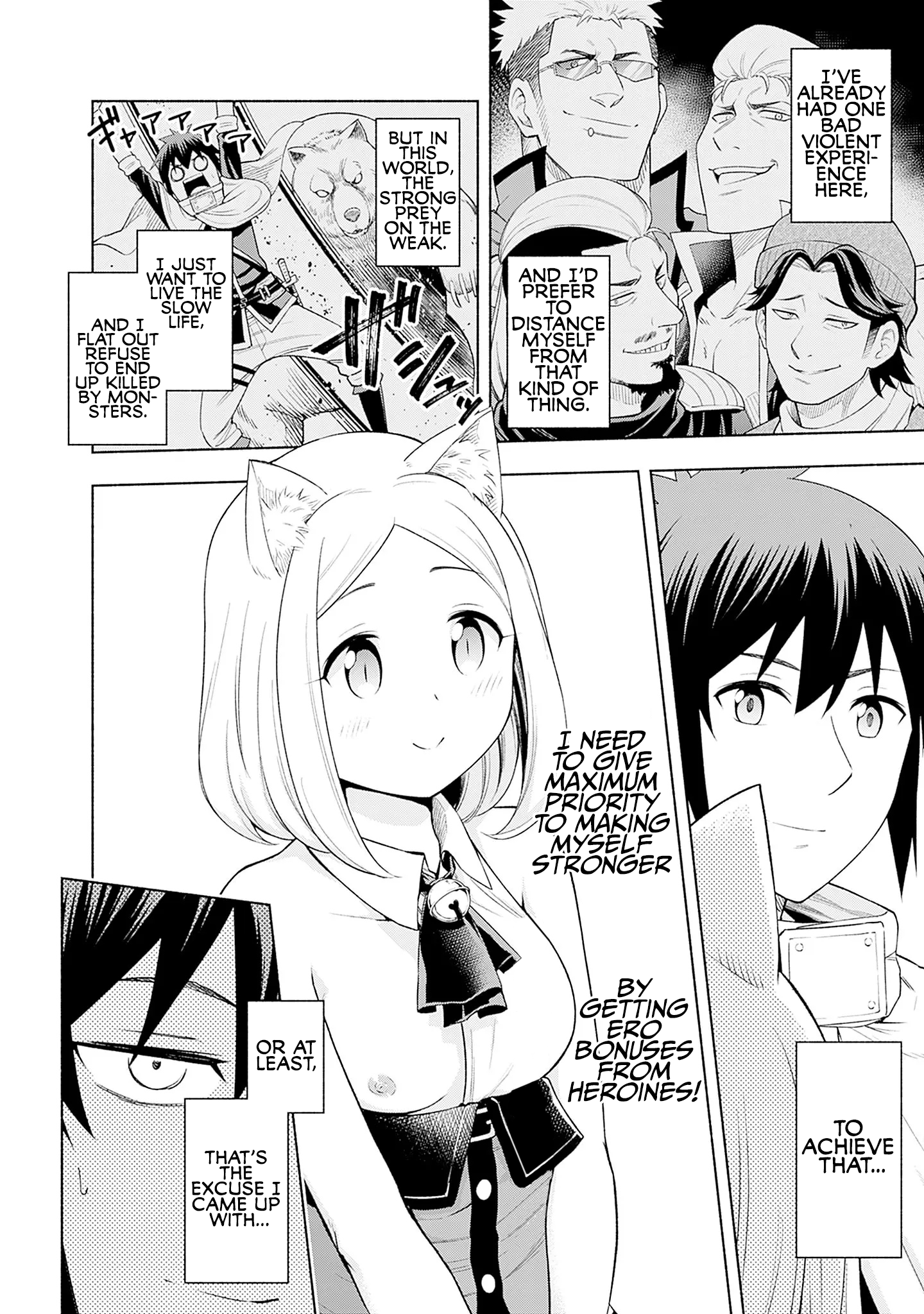 Halaman dari Eroge no Sekai de Slow Life ~Issho ni Isekai Teni shitekita Yarisaa no Daigakusei-tachi ni Tsuihou sareta node, Henkyou de Muteki ni Natte Shin no Heroine-tachi to Yoroshiku Yarimasu~ Chapter 2
