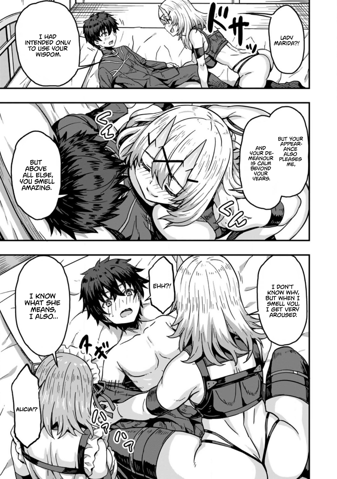 Halaman dari Isekai Saikyou no Yome desu ga, Yoru no Tatakai wa Ore no Hou ga Tsuyoi You desu: Chiryaku o Ikashite Nariagaru Harem Senki Chapter 1