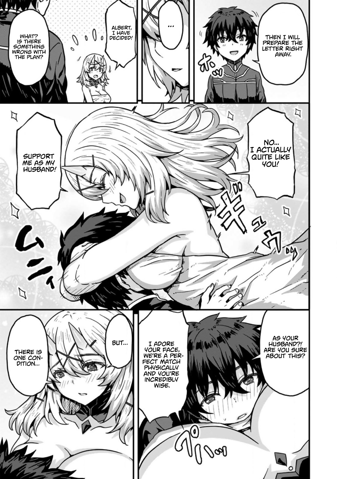 Halaman dari Isekai Saikyou no Yome desu ga, Yoru no Tatakai wa Ore no Hou ga Tsuyoi You desu: Chiryaku o Ikashite Nariagaru Harem Senki Chapter 1
