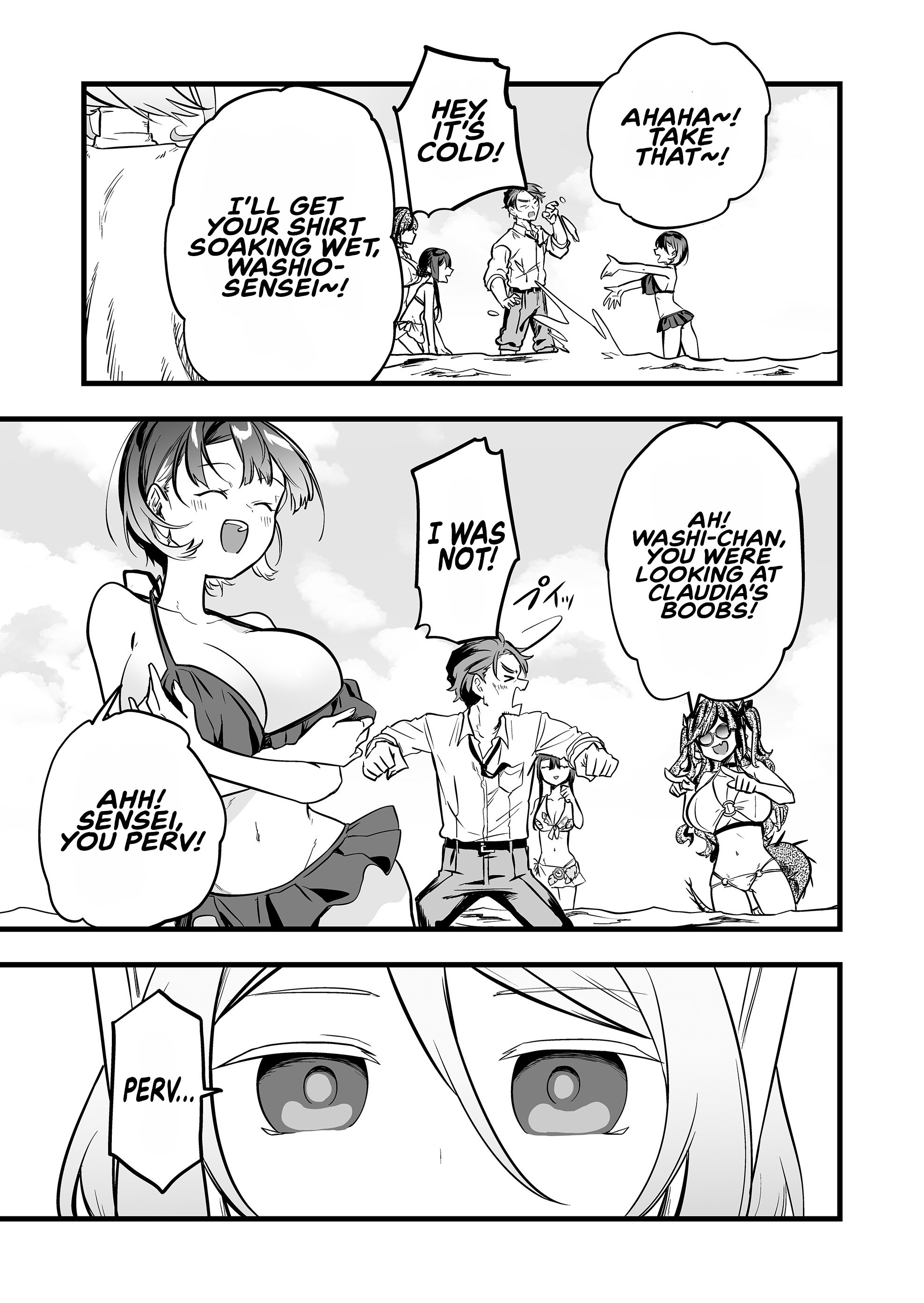 Halaman dari "Ano Toki Tasukete Itadaita Monster Musume desu." Isekai Ossan Kyoushi Totsuzen no Moteki ni Konwaku suru Chapter 45