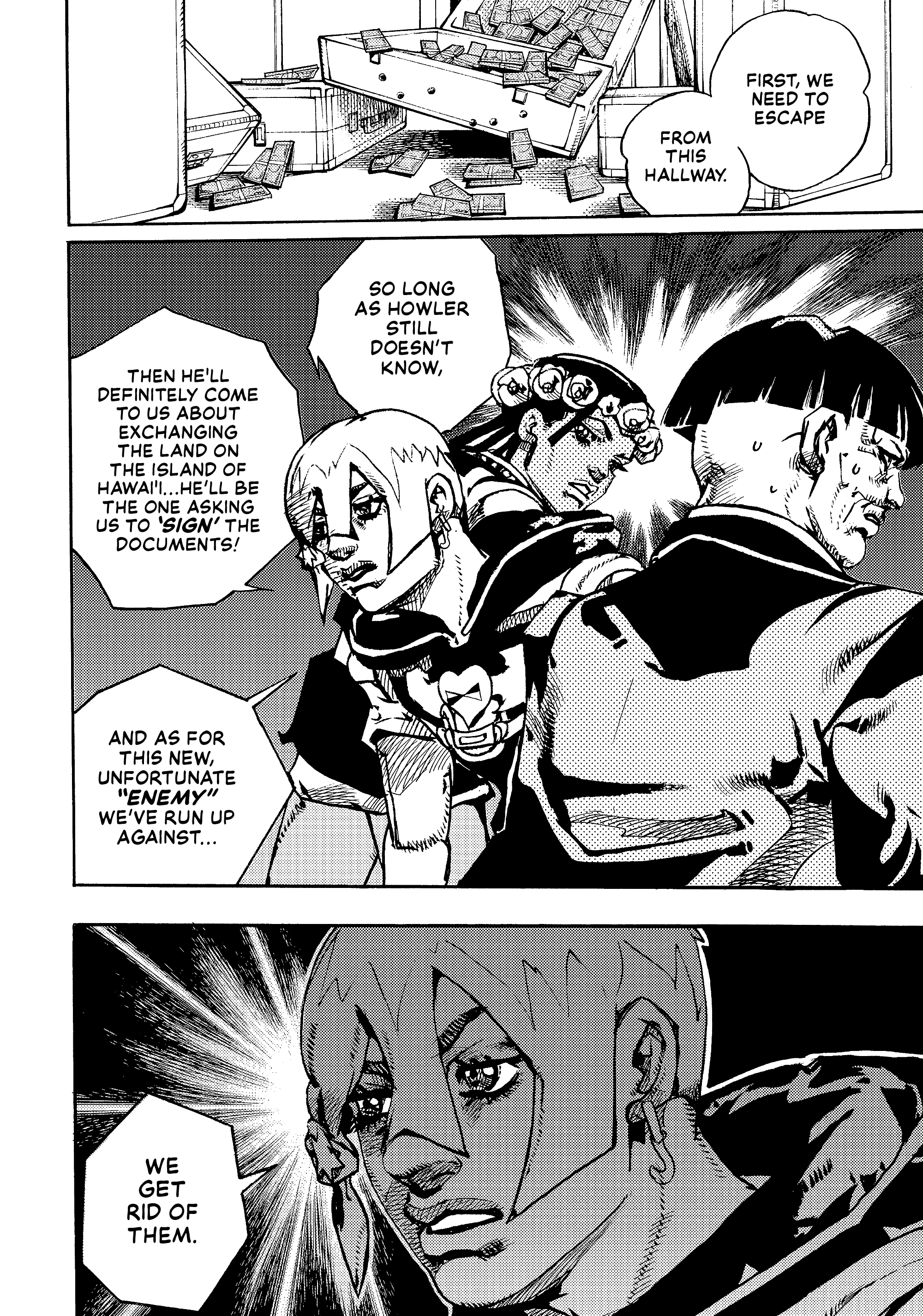Halaman dari JoJo's Bizarre Adventure, Part 9:  The JOJOLands Chapter 28
