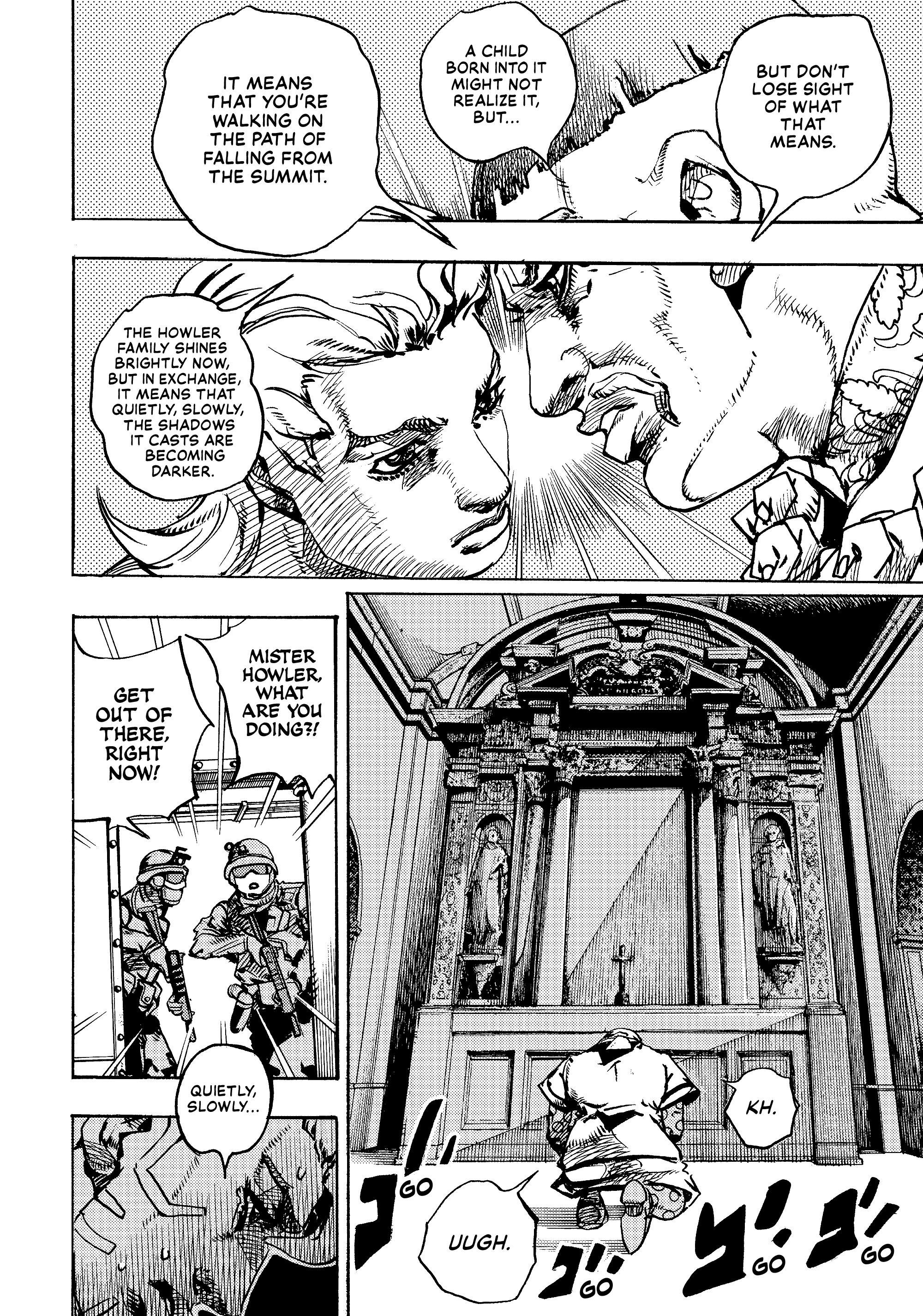 Halaman dari JoJo's Bizarre Adventure, Part 9:  The JOJOLands Chapter 28