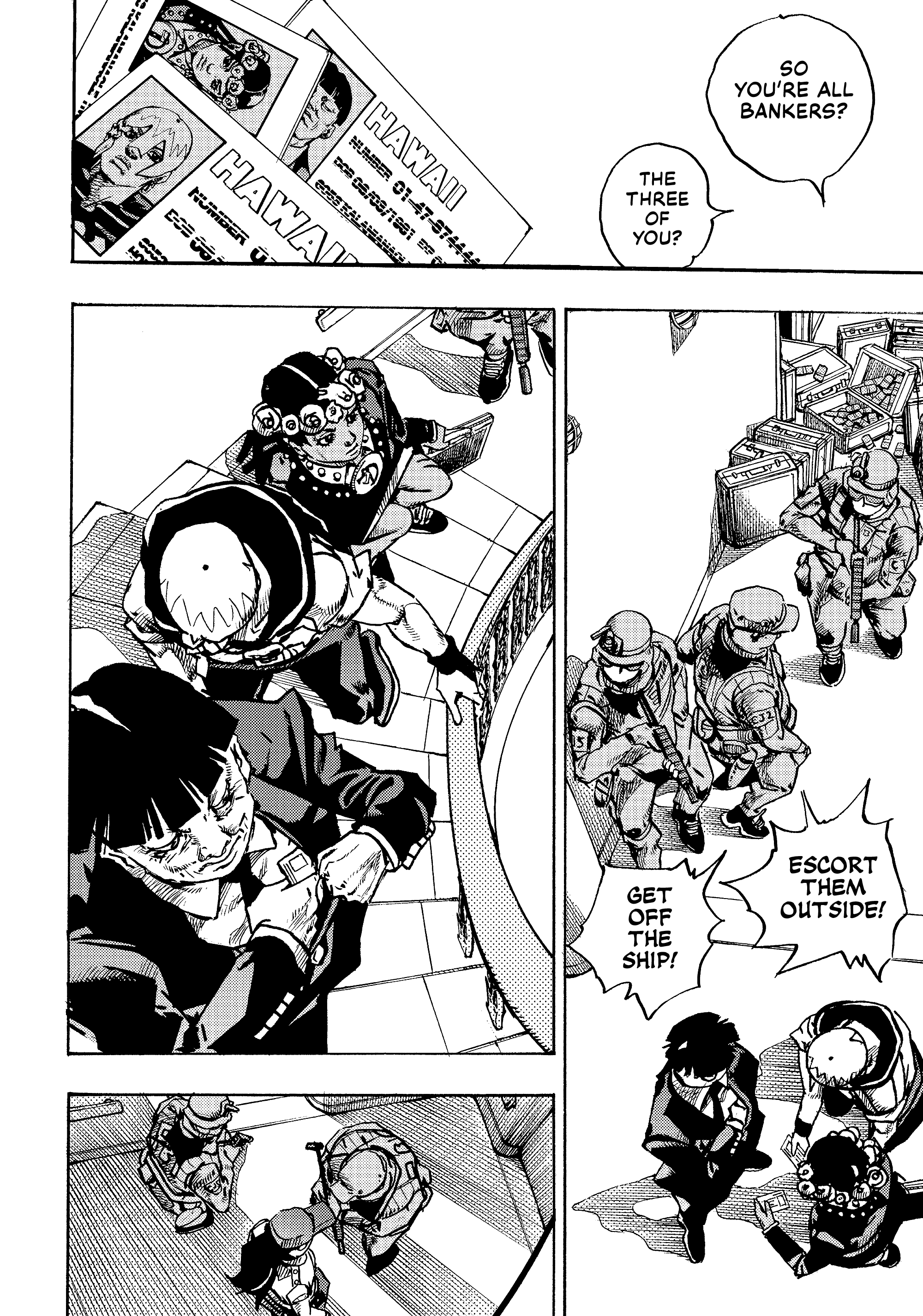 Halaman dari JoJo's Bizarre Adventure, Part 9:  The JOJOLands Chapter 28