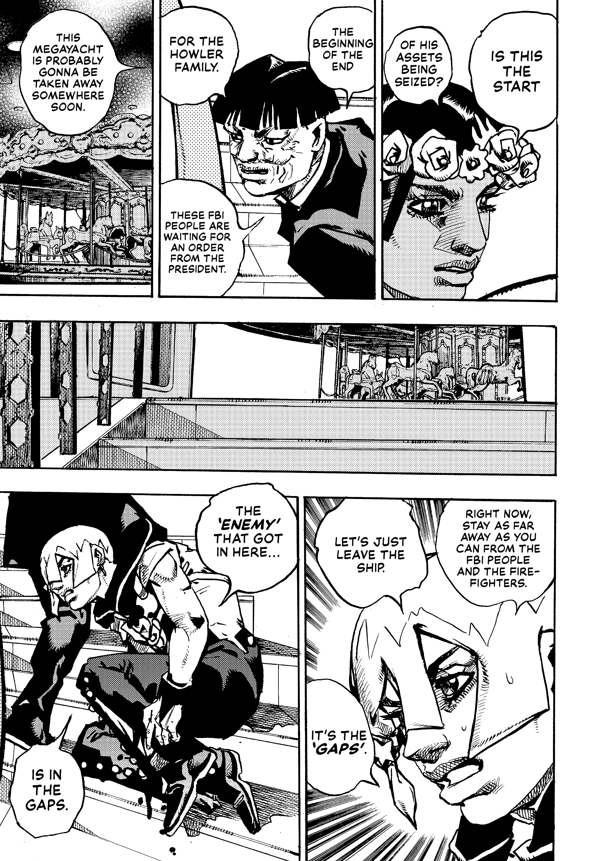Halaman dari JoJo's Bizarre Adventure, Part 9:  The JOJOLands Chapter 28