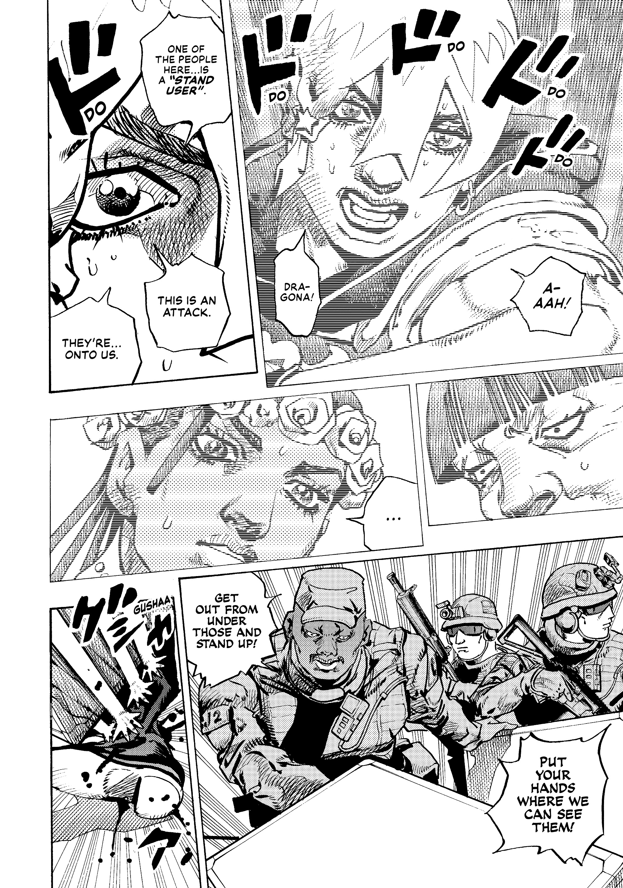 Halaman dari JoJo's Bizarre Adventure, Part 9:  The JOJOLands Chapter 28