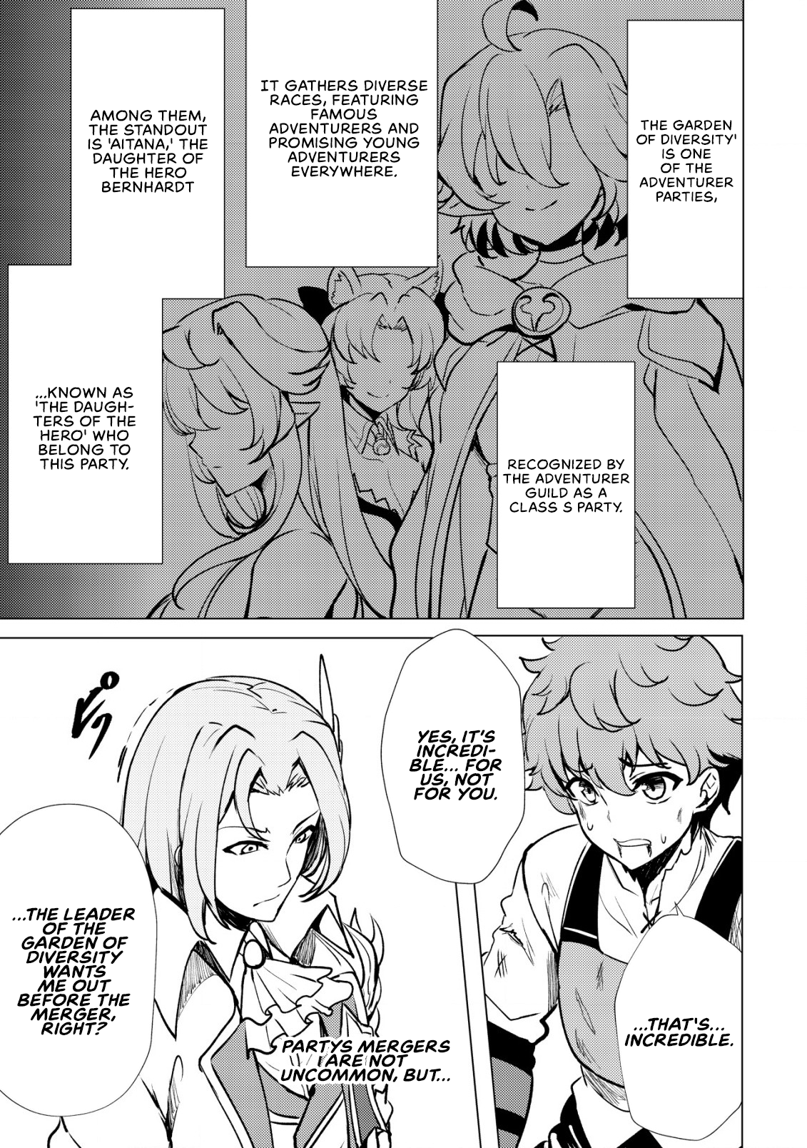 Halaman dari Dore dake Doryoku Shite mo Mannen Level 0 no Ore wa Tsuihou Sareta ~Shin no Teki to Yobareta Shounen wa, Shachiku Megami to Deatte Saikyou no Chikara wo Te ni Ireru~ Chapter 1