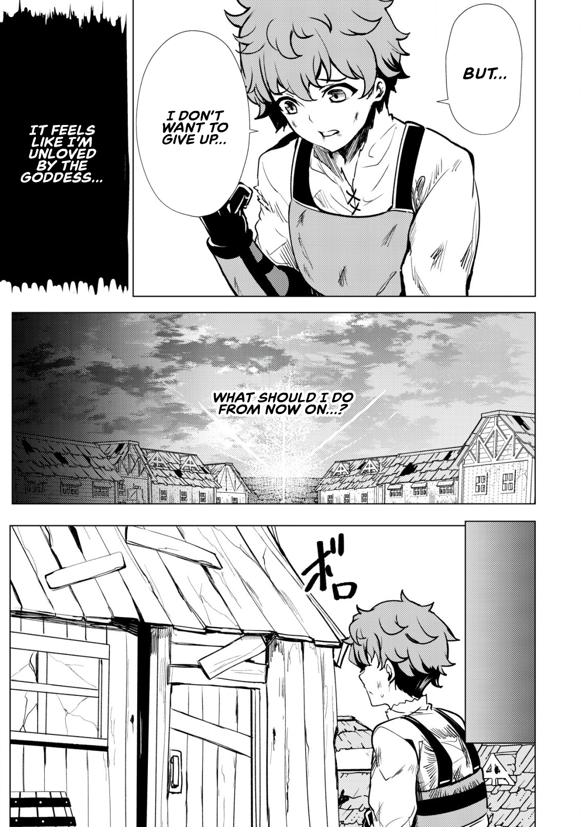 Halaman dari Dore dake Doryoku Shite mo Mannen Level 0 no Ore wa Tsuihou Sareta ~Shin no Teki to Yobareta Shounen wa, Shachiku Megami to Deatte Saikyou no Chikara wo Te ni Ireru~ Chapter 1