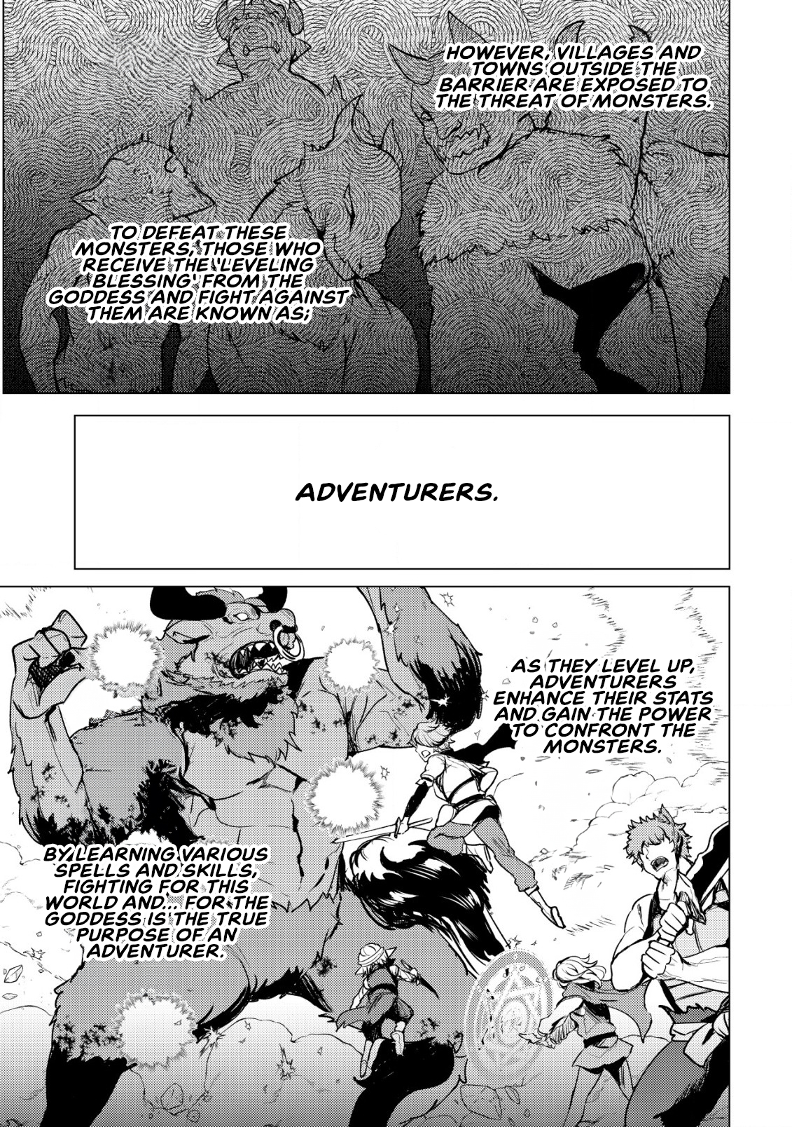Halaman dari Dore dake Doryoku Shite mo Mannen Level 0 no Ore wa Tsuihou Sareta ~Shin no Teki to Yobareta Shounen wa, Shachiku Megami to Deatte Saikyou no Chikara wo Te ni Ireru~ Chapter 1