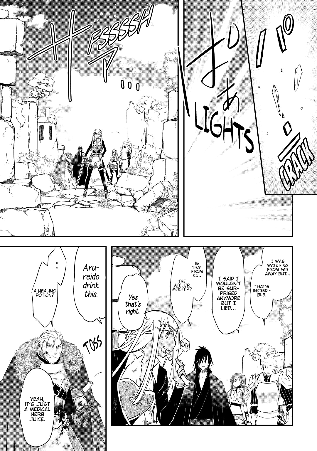 Halaman dari Kanchigai no Atelier Meister - Eiyuu Party no Moto Zatsuyougakari ga, Jitsu wa Sentou Igai ga SSS Rank Datta to Iu Yoku Aru Hanashi Chapter 22