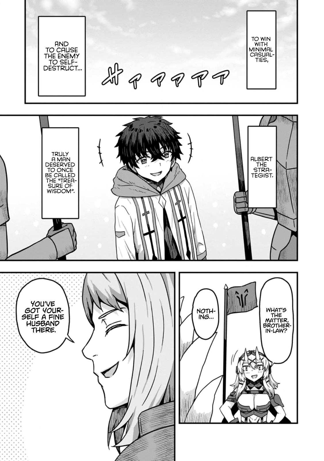 Halaman dari Isekai Saikyou no Yome desu ga, Yoru no Tatakai wa Ore no Hou ga Tsuyoi You desu: Chiryaku o Ikashite Nariagaru Harem Senki Chapter 6