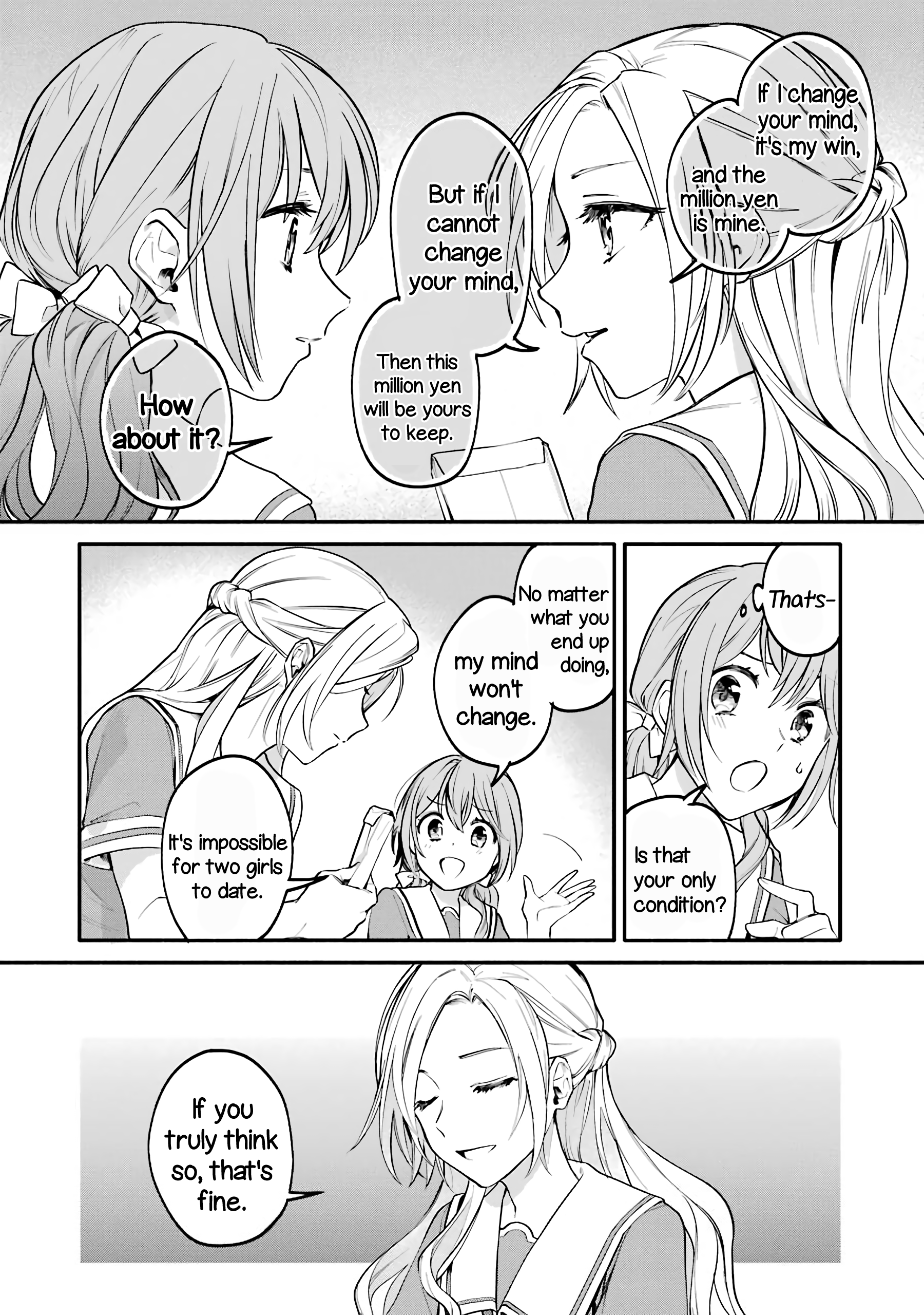 Halaman dari Onna Doushi toka Arienai desho to Iiharu Onnanoko wo, Hyakunichikan de Tetteiteki ni Otosu Yuri no Ohanashi Chapter 1