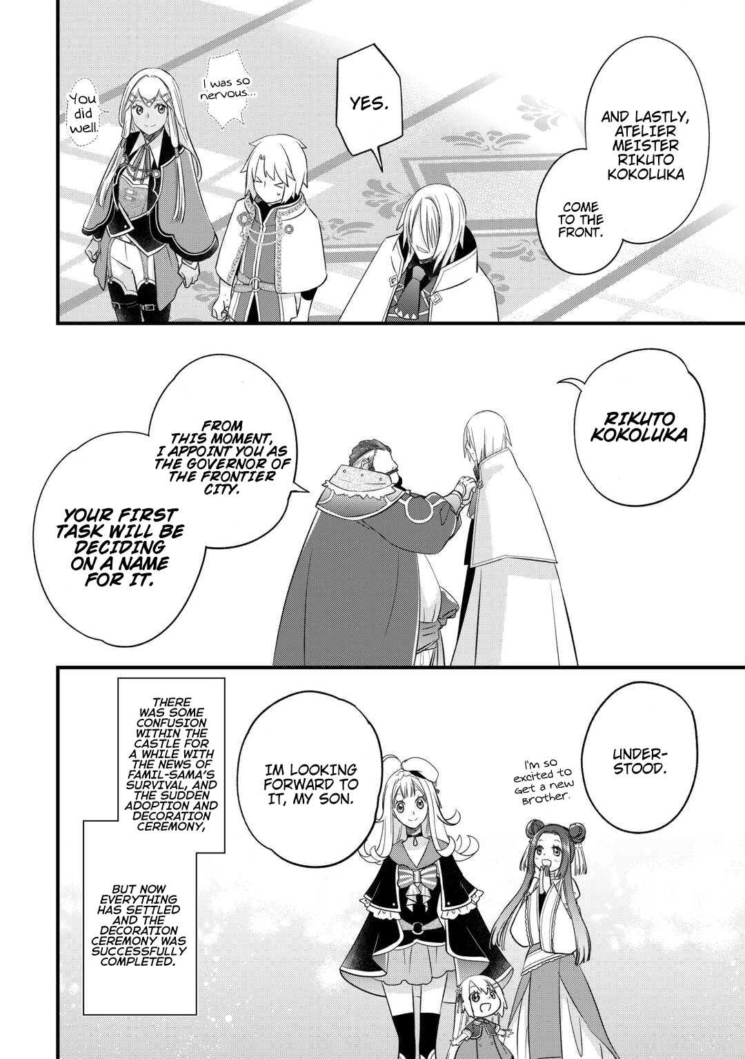 Halaman dari Kanchigai no Atelier Meister - Eiyuu Party no Moto Zatsuyougakari ga, Jitsu wa Sentou Igai ga SSS Rank Datta to Iu Yoku Aru Hanashi Chapter 54