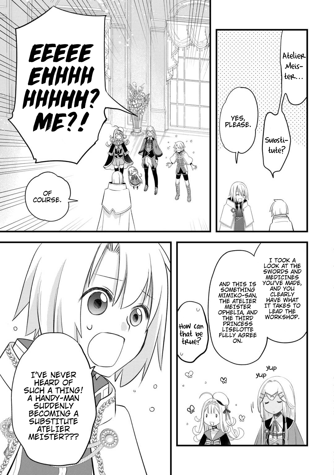 Halaman dari Kanchigai no Atelier Meister - Eiyuu Party no Moto Zatsuyougakari ga, Jitsu wa Sentou Igai ga SSS Rank Datta to Iu Yoku Aru Hanashi Chapter 54