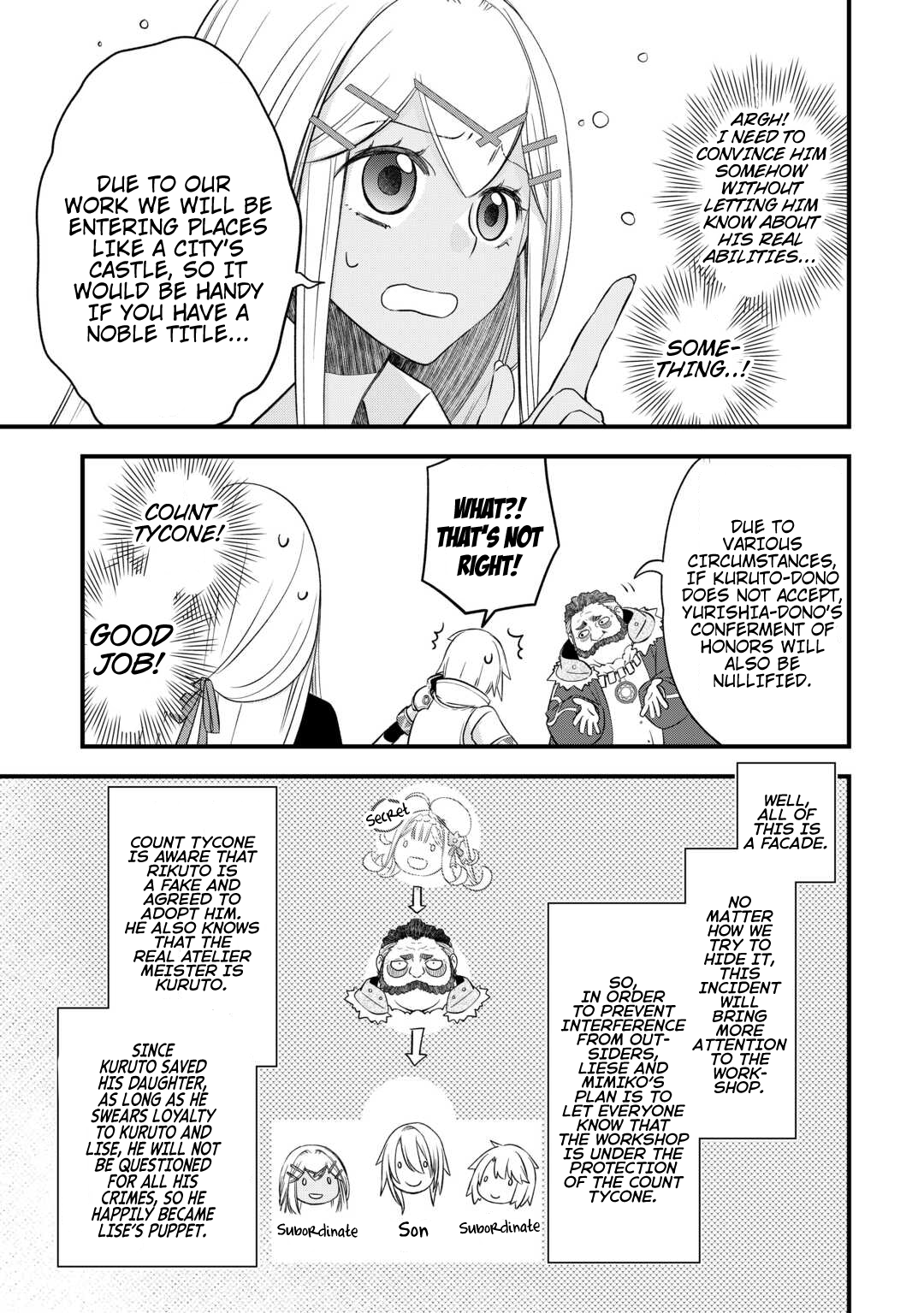 Halaman dari Kanchigai no Atelier Meister - Eiyuu Party no Moto Zatsuyougakari ga, Jitsu wa Sentou Igai ga SSS Rank Datta to Iu Yoku Aru Hanashi Chapter 54