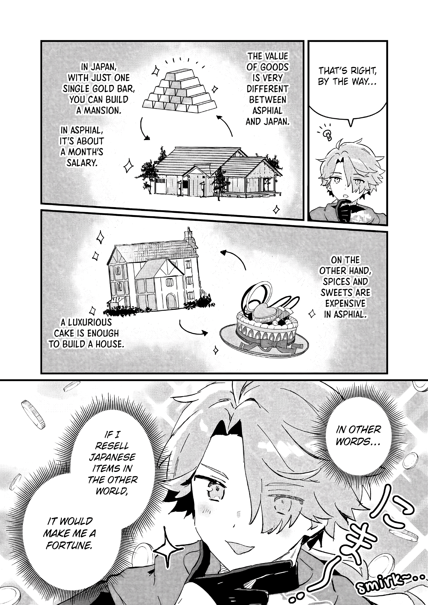 Halaman dari Isekai Shounin - Skill <Isekai Tokou> wo Kushi Shite, Yuuyuu Jiteki na Okanemochi Slow Life wo Okurimasu Chapter 1