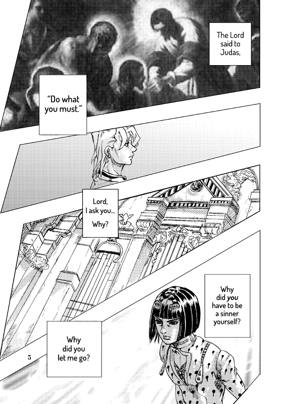 Halaman dari JoJo's Bizarre Adventure - Judas Iscariot Chapter N/A