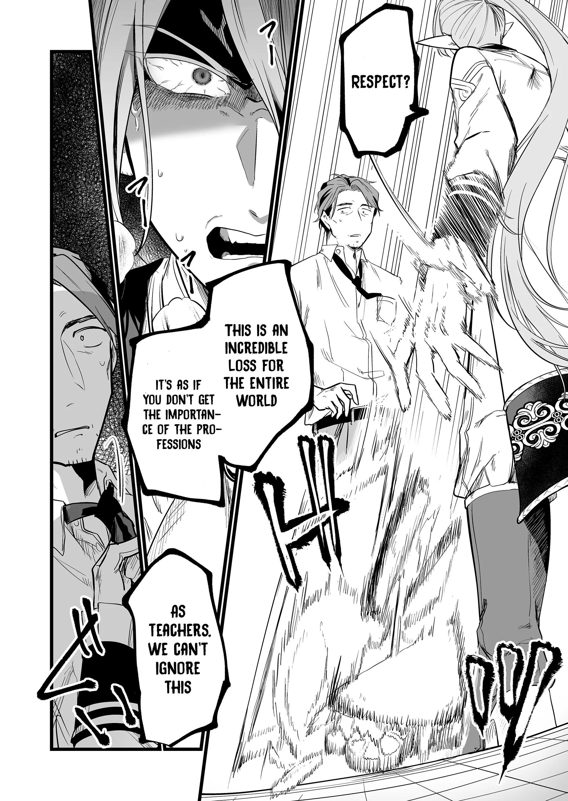 Halaman dari "Ano Toki Tasukete Itadaita Monster Musume desu." Isekai Ossan Kyoushi Totsuzen no Moteki ni Konwaku suru Chapter 2