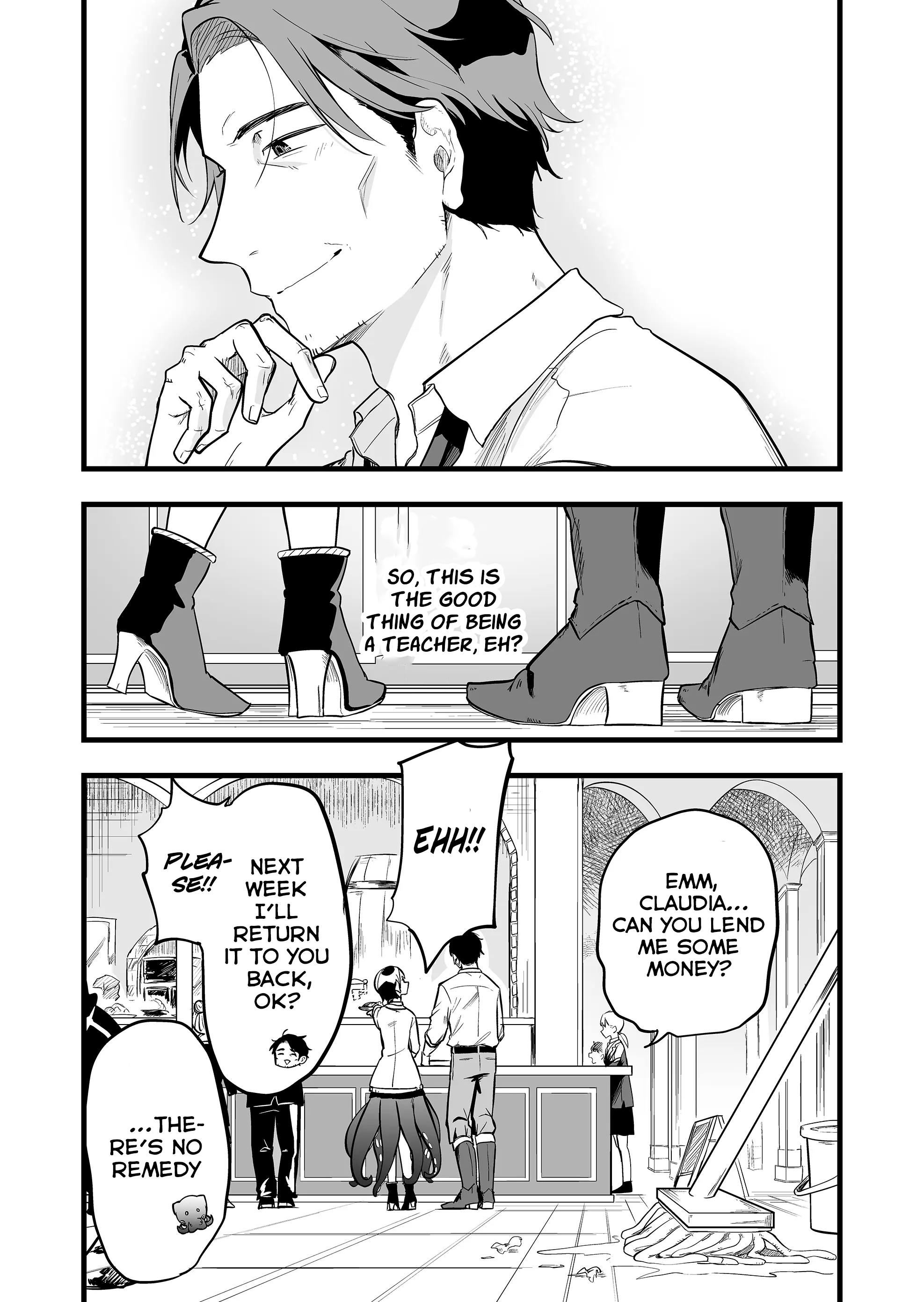 Halaman dari "Ano Toki Tasukete Itadaita Monster Musume desu." Isekai Ossan Kyoushi Totsuzen no Moteki ni Konwaku suru Chapter 2