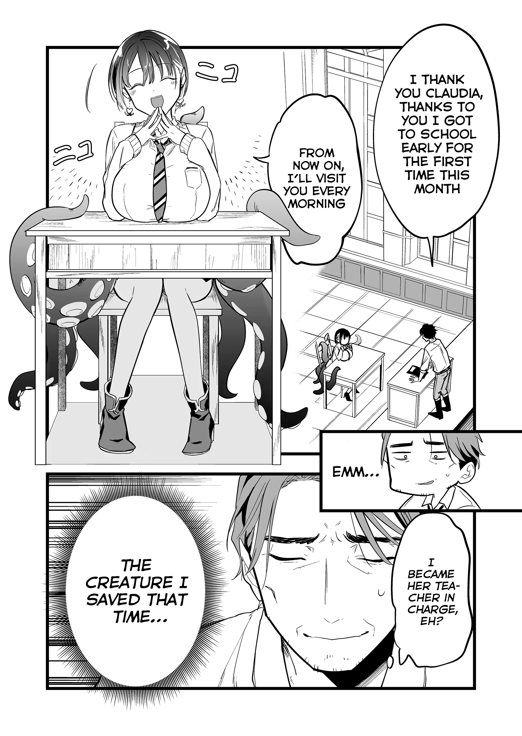 Halaman dari "Ano Toki Tasukete Itadaita Monster Musume desu." Isekai Ossan Kyoushi Totsuzen no Moteki ni Konwaku suru Chapter 2