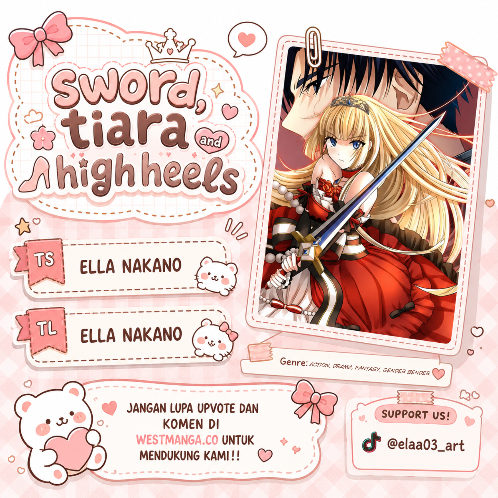 Ken to Tiara to High Heels: Koushaku Reijou ni wa Eiyuu no Tamashii ga Yadoru @comic Chapter 14 - halaman 1