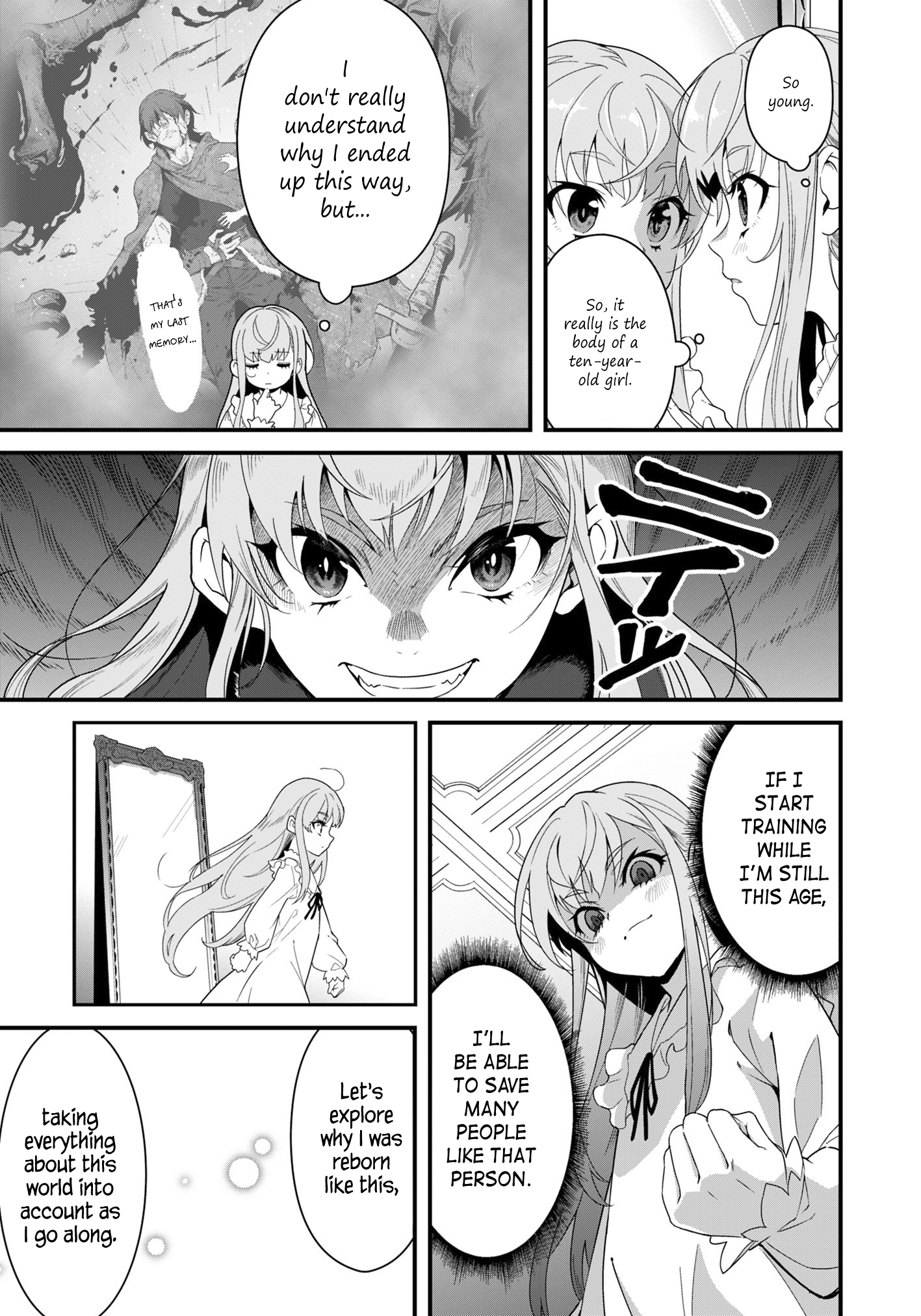 Halaman dari Reijou Alice no Eiyuutan: Kizoku no Shoujo ni Tensei shita Eiyuu wa Yagate Saikyou to nari Hitobito wo Sukuu tame Musou suru Chapter 1