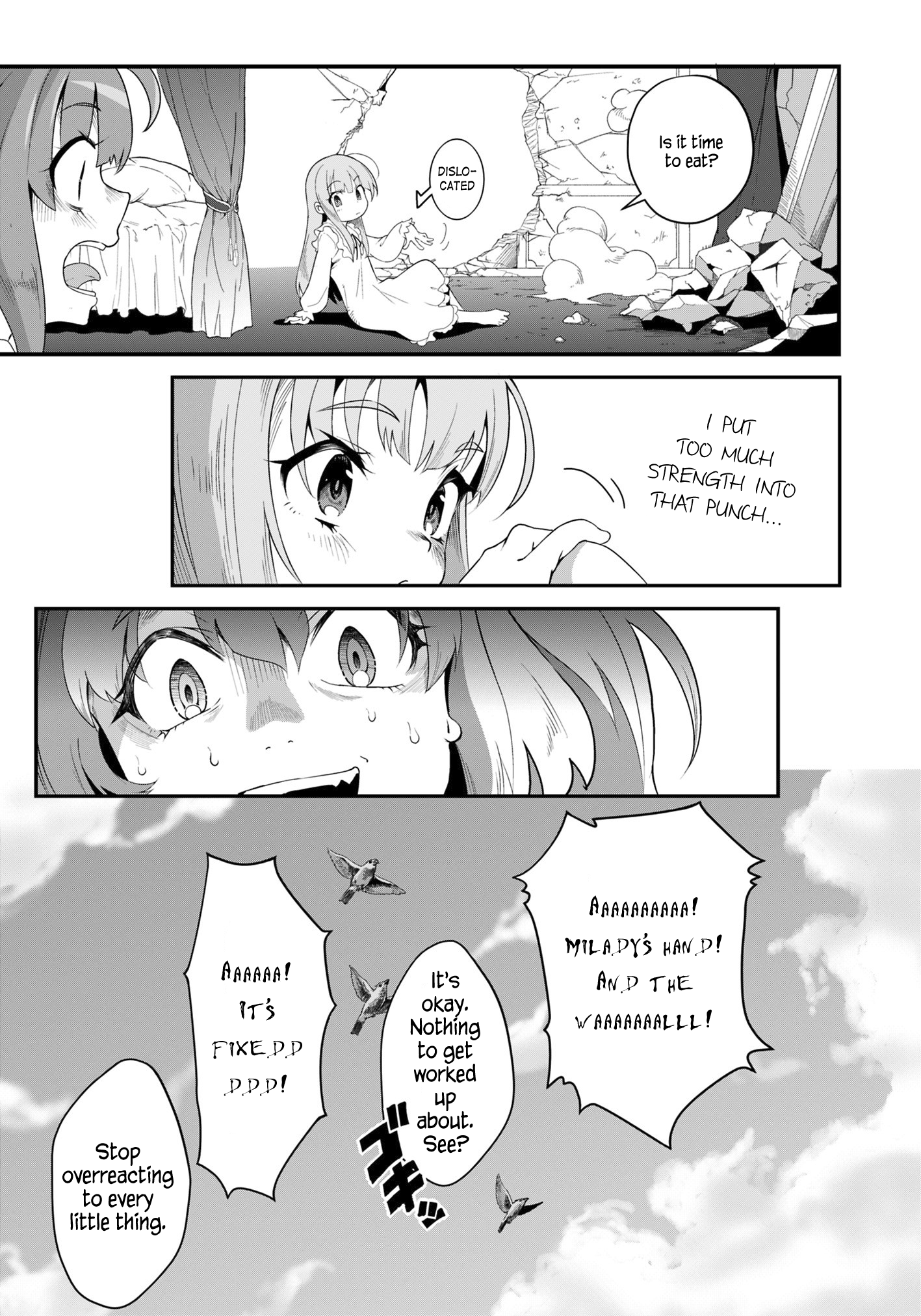 Halaman dari Reijou Alice no Eiyuutan: Kizoku no Shoujo ni Tensei shita Eiyuu wa Yagate Saikyou to nari Hitobito wo Sukuu tame Musou suru Chapter 1